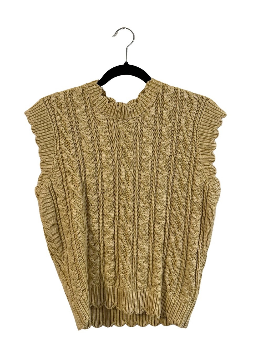 Free Assembly Cable Knit Sleeveless Sweater Vest - Mustard